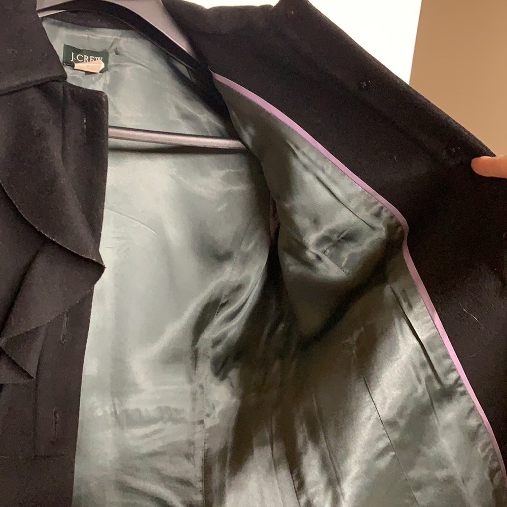 J.Crew black wool ruffle coat - Picture 2 of 2
